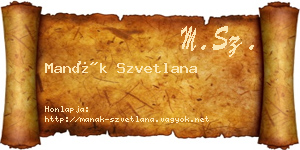 Manák Szvetlana névjegykártya